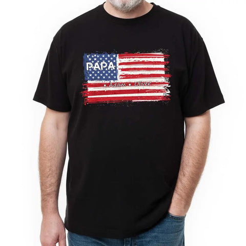 Fier d'être américain - T-shirt unisexe personnalisé pour la famille, t-shirt premium, sweat-shirt, sweat à capuche - Cadeau pour papa, grand-père 