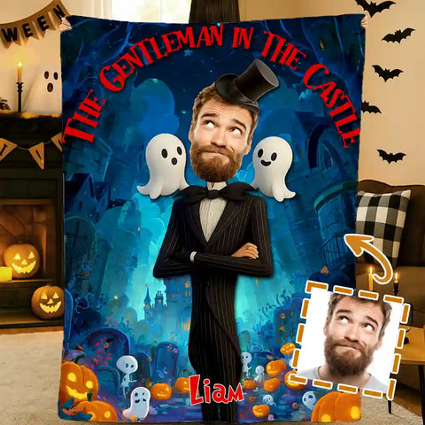 Custom Gentleman Castle Photo Blanket – Personalized With Your Portrait & Elegant Style