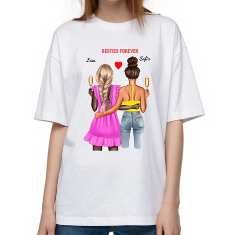 Besties Forever - T-shirt unisexe personnalisé, t-shirt premium, sweat à capuche - Cadeau d'anniversaire pour meilleure amie