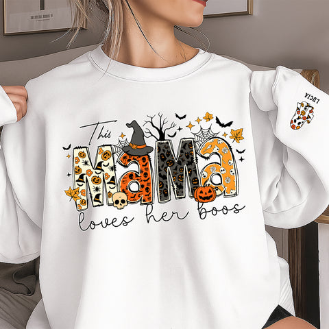 Custom Halloween Mama Sweatshirt, Halloween Mom Gift, Personalized Spooky Mama，Custom Name Halloween