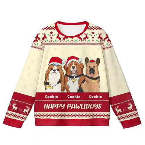 Custom Dog Christmas Ugly Sweater – Personalized Holiday Sweatshirt, Best Gift for Dog Lovers