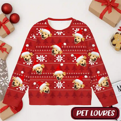Custom Dog Christmas Ugly Sweater – Personalized Holiday Sweatshirt with Pet Photo, Unique Christmas Gift for Pet Lovers