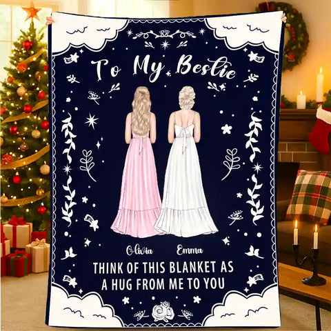 Personalized “To My Bestie” Blanket – Custom Friendship Flannel Throw Gift