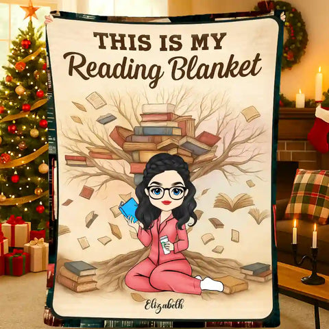 Personalized Book Lover Blanket – Custom Name Cozy Flannel Reading Throw