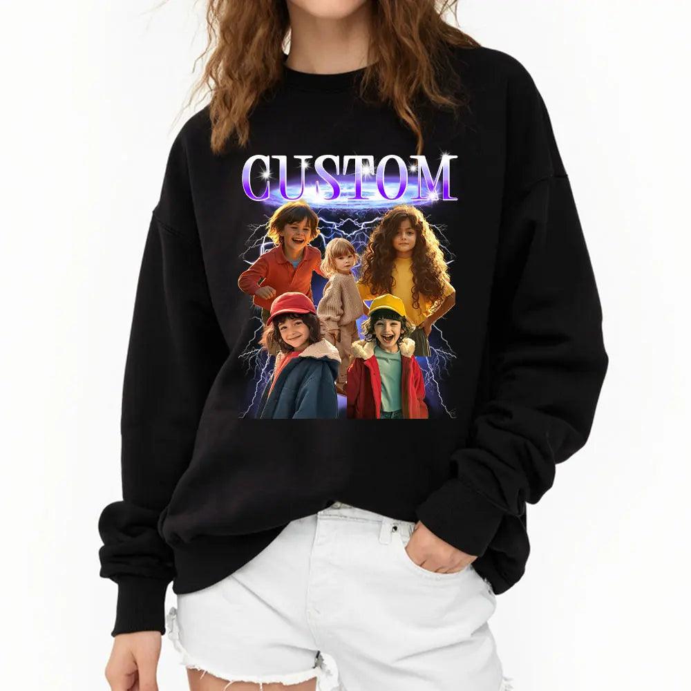 Camiseta, sudadera o sudadera retro unisex con foto personalizada: regalo para familiares, dueños de mascotas y amigos.