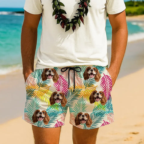 Personalized Face Shorts – Custom Tropical Summer Shirt with Your Photo