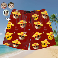Pantalones cortos hawaianos personalizados con cara de mascota: perfectos para fiestas y diversión de verano
