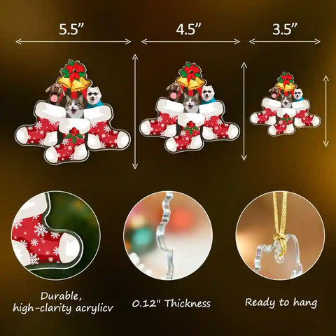 Custom Pet Photo Christmas Acrylic Ornament – Celebrate the Holidays with Your Pets