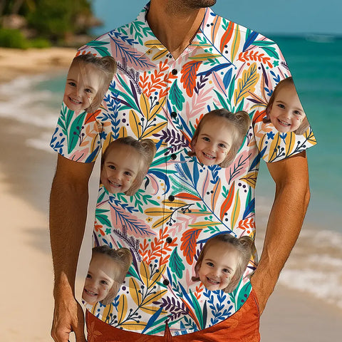 Personalized Summer Shirt with Face – Custom Tropical Print Tee