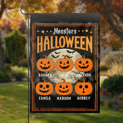 Custom Halloween Family Flags – Garden Flags with Grandchildren's Names