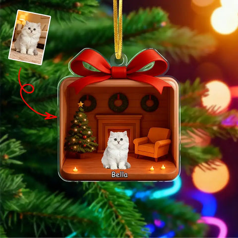 Personalized pet photo acrylic pendant Christmas decoration