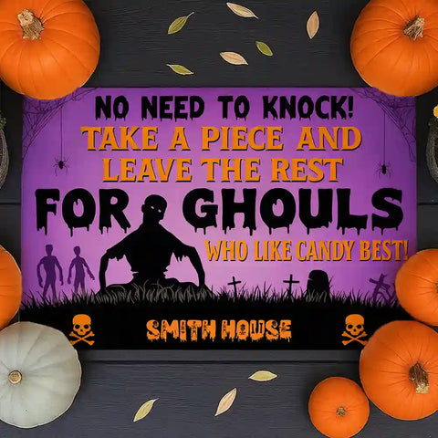 Trick or Treat Personalized Family Welcome Mat – Custom Last Name Design