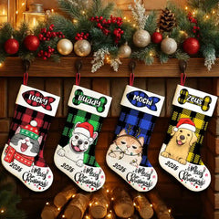 Custom Dog & Cat Christmas Stocking – Personalized with Pet Name, Unique Holiday Gift