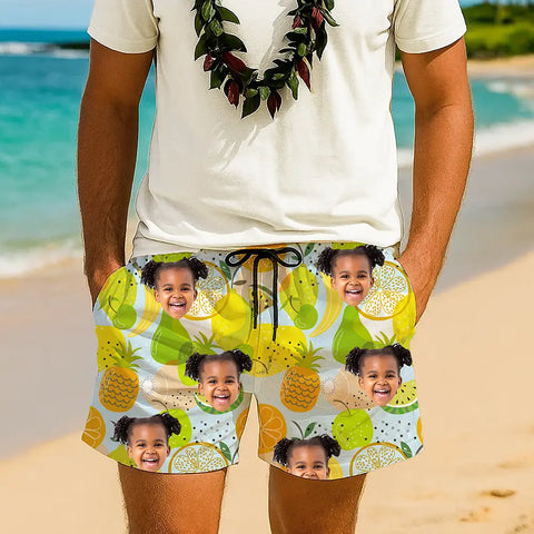 Custom Face Hawaiian Shorts – Personalized Tropical Beachwear