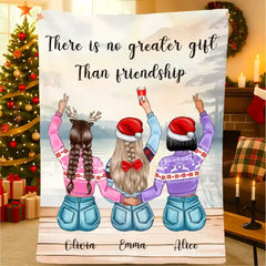 Personalized Best Friends Blanket – Custom Name Christmas Flannel Throw, “There Is No Greater Gift Than Friendship”