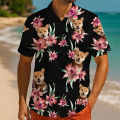 Personalized Tropical Print Shirt – Your Face, Your Summer Vibe