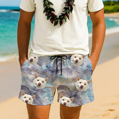 Custom Face Shorts – Vibrant Hawaiian Style for Summer Vibes