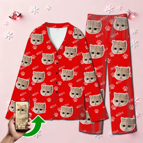 Custom Pet Face Christmas Pajamas – Personalized Family Matching Set