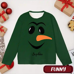 Custom Family Christmas Ugly Sweater – Personalized Holiday Sweatshirt with Funny Faces & Names