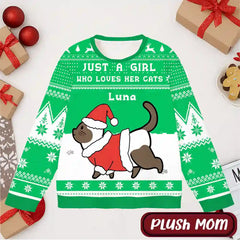 Custom Cat Christmas Ugly Sweater – Perfect Holiday Gift for Girls & Their Cats
