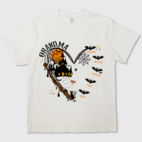 Personalized Halloween grandma and grandchildren name family T-Shirts, Sweatshirts & Hoodies, gift for grandma
