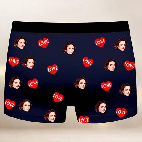 Personalized “All Mine” Photo Boxer Briefs – Custom Face Underwear, Valentine’s Day & Anniversary Gift for Him