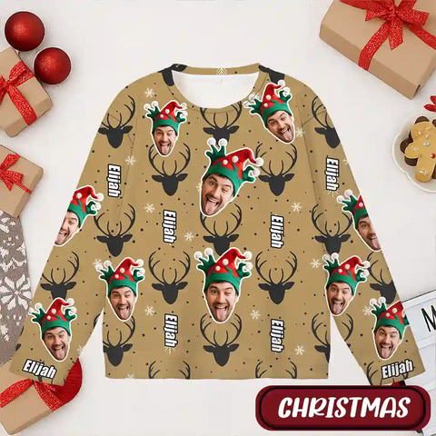 Custom Funny Christmas Ugly Sweater – Personalized  Custom Face & Name Holiday Sweatshirt