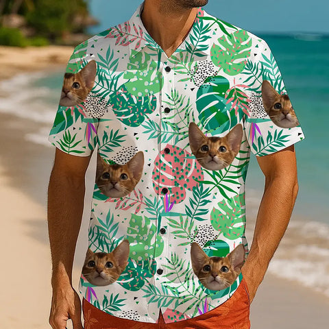All-Over Face Print Shirt – Custom Tropical Tee for Summer Vibes