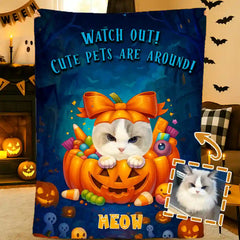 Custom Cat Castle Photo Blanket – Personalized With Your Portrait & Feline Charm