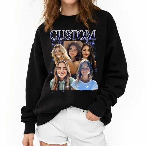 Camiseta, sudadera o sudadera retro unisex con foto personalizada: regalo para novia, amigos o pareja.