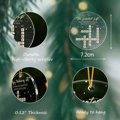 Personalized Brothers & Sisters Scrabble Ornament 2025 – Custom Family Name Acrylic Christmas Keepsake