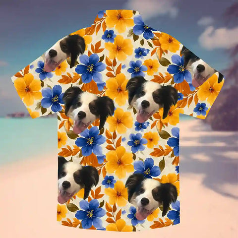 Unisex Pet Portrait Beach Shirt – Personalized Hawaiian Style