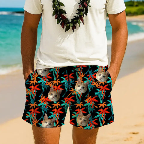 Face on Vacation – Personalized Tropical Print Shorts