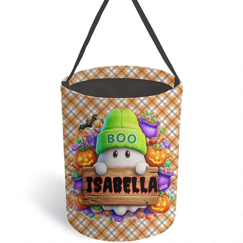 Custom Kids Halloween Candy Bucket – Monogram Trick or Treat Bag