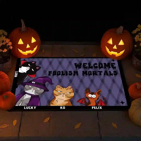 Spooky Season Welcome Doormat – Personalized with Your Cat