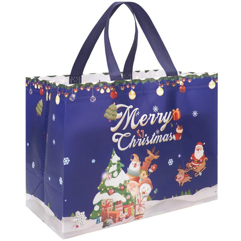 Large Reusable Christmas Gift Bags – Non-Woven Tote Bags for Xmas Party, New Year Gifts & Holiday Shopping (12.8"×9.8"×6.7")