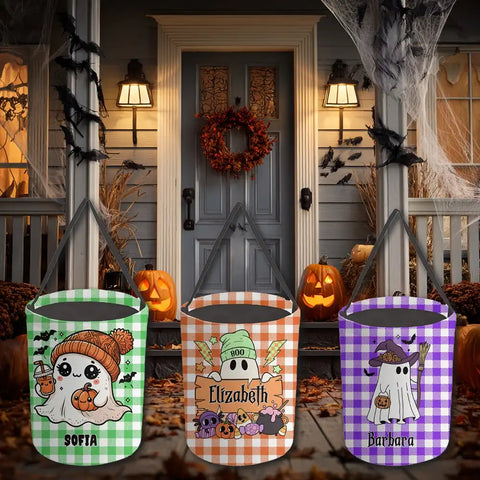 Personalized Kids Halloween Candy Bucket – Trick or Treat Bag with Monogram