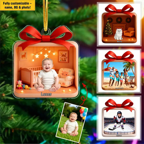 Personalized pet photo acrylic pendant Christmas decoration