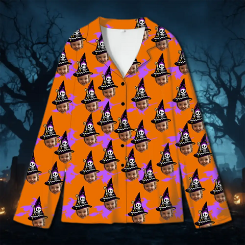 Personalized Witch Family Pajamas – Halloween Sleepwear with Witch Print & Hats