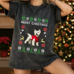 Custom Retro Christmas Pet Photo T-Shirt