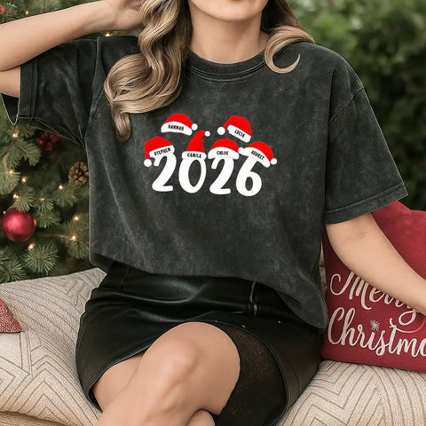 Personalized Family Christmas T-Shirt with Custom Names
