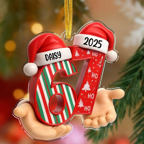 Custom Name and Year 67 Acrylic Ornament Funny Six Seven Christmas Gift
