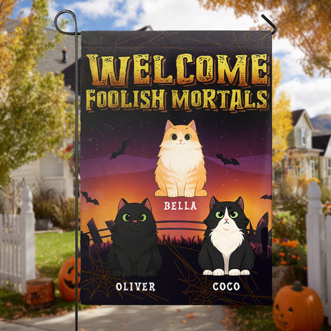 Custom Halloween Cat Flag – Personalized Pet Name Banner