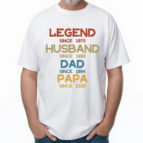 Légende, Mari, Papa et Papa Depuis - T-shirts, sweats à capuche et sweatshirts personnalisés pour la famille - Cadeau pour papa, grand-père