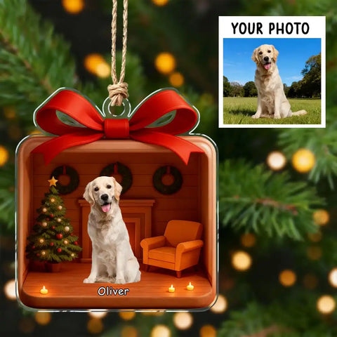 Personalized pet photo acrylic pendant Christmas decoration