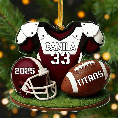 Personalized  American football acrylic Christmas decorations