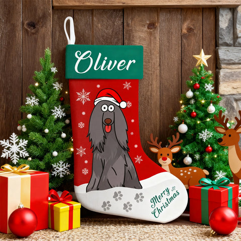 Personalized Christmas Pet Stocking with Name | Cartoon Dog Design