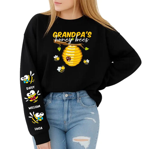Personalized Grandma’s Honey Bees Sweatshirt with Names on Sleeves