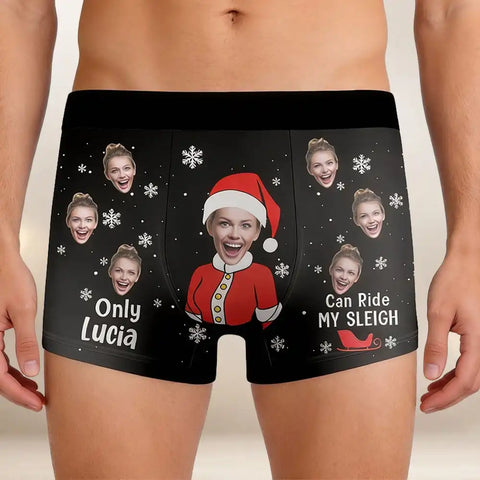 Custom Photo Funny Christmas Boxer Briefs Personalized Men's Underwear Gift