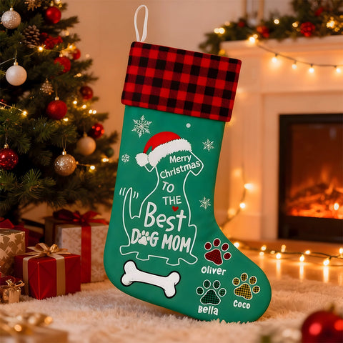 Personalized Dog Mom Christmas Stockings - Customize Pet Name and Quantity